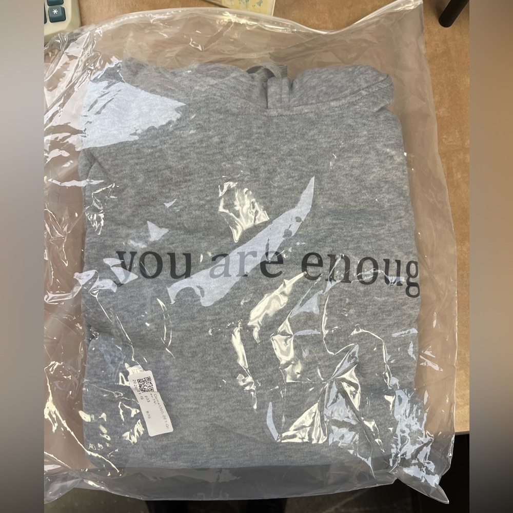 Dear Person Co Gray Hoodie with 'You Are Enough' NWT - Picture 4 of 4